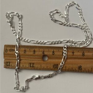 925 Silver 4mm necklace figaro chain unisex 19.75”